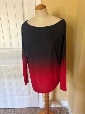 Women's Ombre Long-Sleeve Top - Black to Red